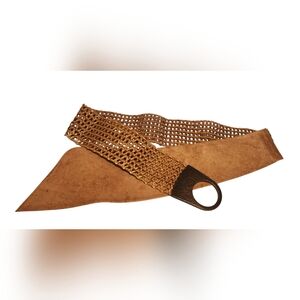 Suzi Roher gold leather woven fashion belt med